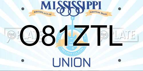 O81ZTL Mississippi License Plate