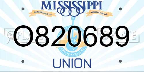 O820689 Mississippi License Plate