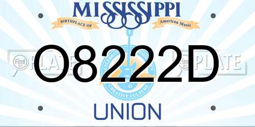 O8222D Mississippi License Plate