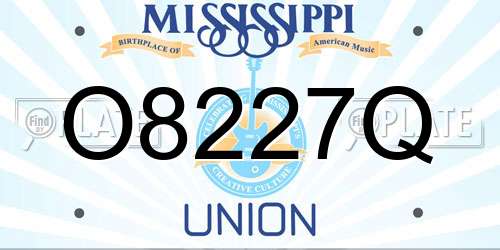 O8227Q Mississippi License Plate