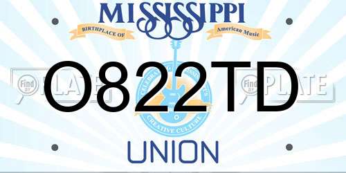 O822TD Mississippi License Plate