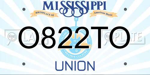 O822TO Mississippi License Plate