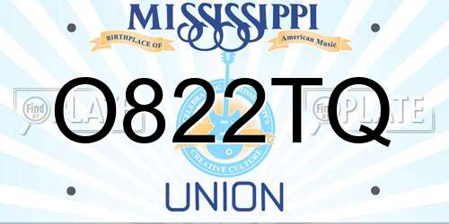 O822TQ Mississippi License Plate