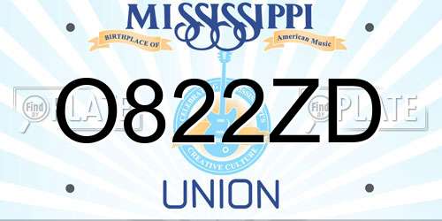O822ZD Mississippi License Plate