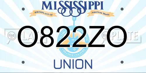 O822ZO Mississippi License Plate
