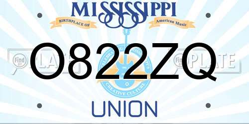 O822ZQ Mississippi License Plate