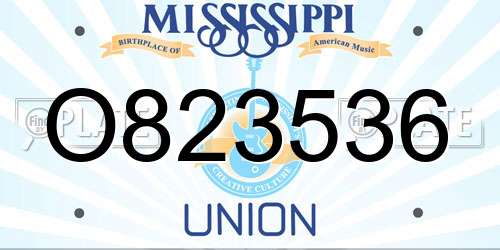 O823536 Mississippi License Plate