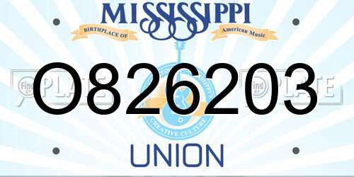 O826203 Mississippi License Plate