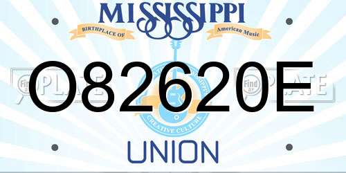 O82620E Mississippi License Plate