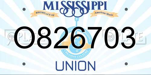 O826703 Mississippi License Plate