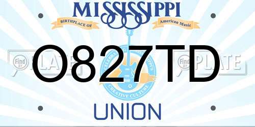 O827TD Mississippi License Plate