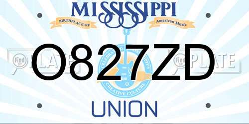 O827ZD Mississippi License Plate