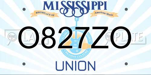 O827ZO Mississippi License Plate