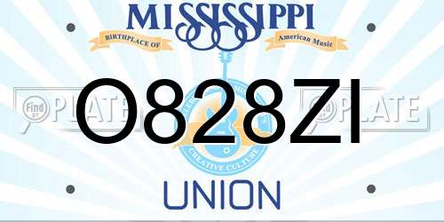 O828ZI Mississippi License Plate