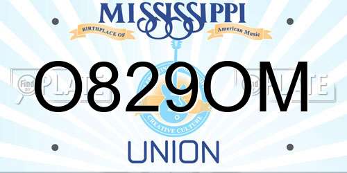 O829OM Mississippi License Plate