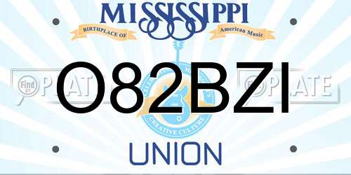 O82BZI Mississippi License Plate