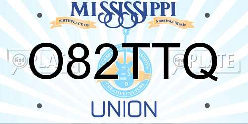 O82TTQ Mississippi License Plate