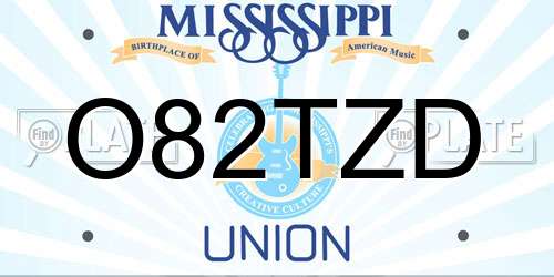 O82TZD Mississippi License Plate