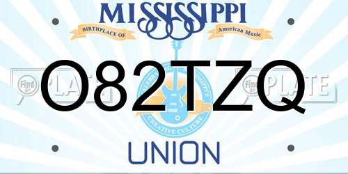 O82TZQ Mississippi License Plate