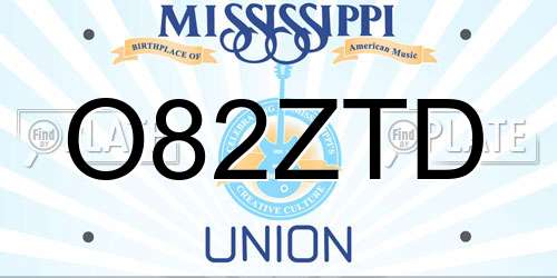 O82ZTD Mississippi License Plate