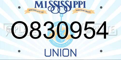O830954 Mississippi License Plate