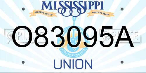 O83095A Mississippi License Plate