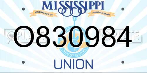 O830984 Mississippi License Plate