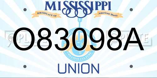 O83098A Mississippi License Plate