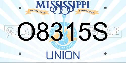 O8315S Mississippi License Plate