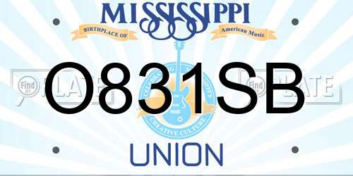 O831SB Mississippi License Plate