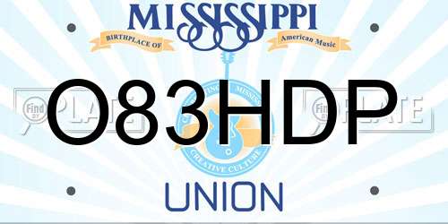 O83HDP Mississippi License Plate