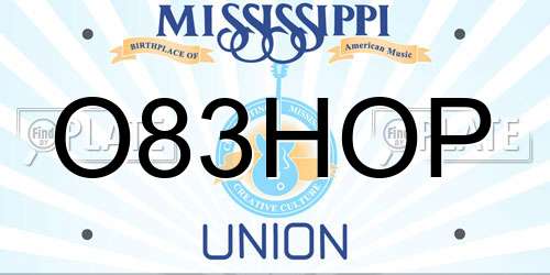 O83HOP Mississippi License Plate