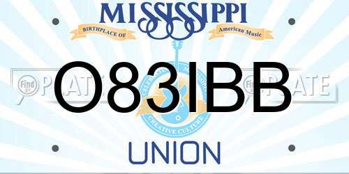 O83IBB Mississippi License Plate