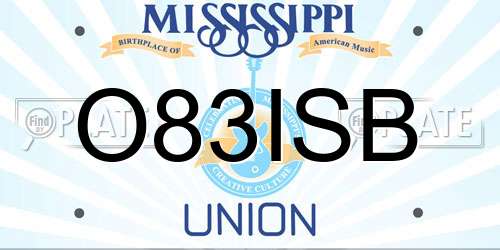 O83ISB Mississippi License Plate