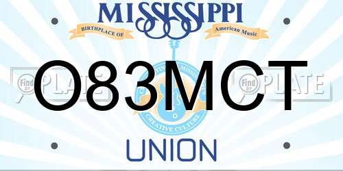 O83MCT Mississippi License Plate