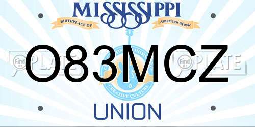 O83MCZ Mississippi License Plate