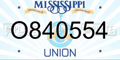 O840554 Mississippi License Plate