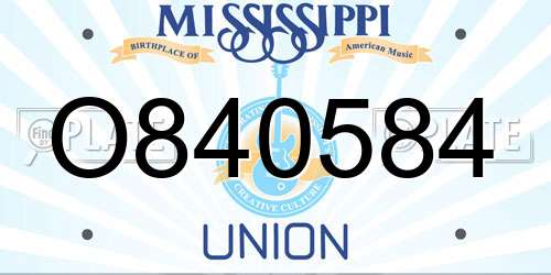 O840584 Mississippi License Plate