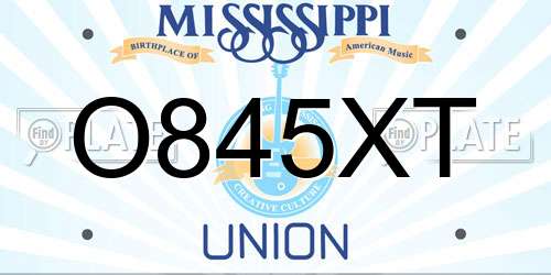 O845XT Mississippi License Plate