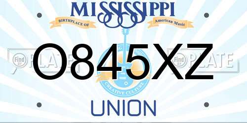O845XZ Mississippi License Plate