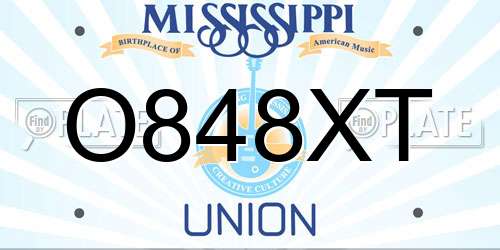 O848XT Mississippi License Plate