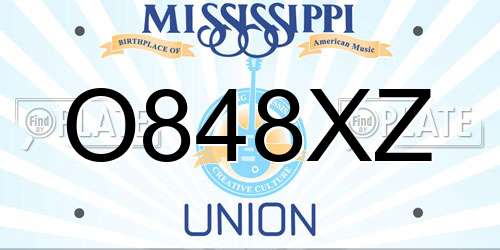 O848XZ Mississippi License Plate