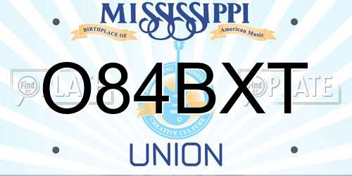 O84BXT Mississippi License Plate