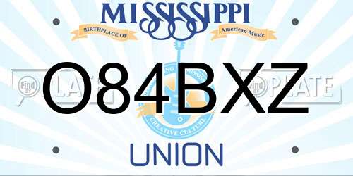 O84BXZ Mississippi License Plate