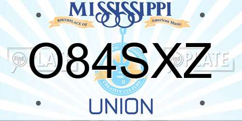 O84SXZ Mississippi License Plate