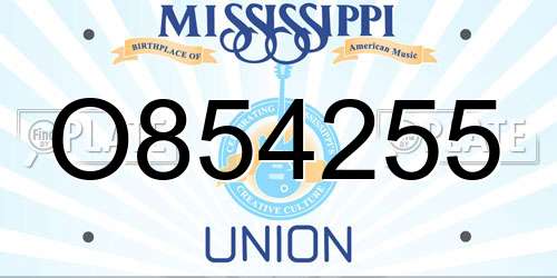 O854255 Mississippi License Plate