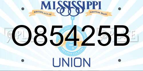 O85425B Mississippi License Plate
