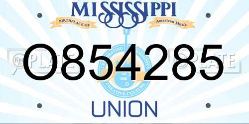O854285 Mississippi License Plate