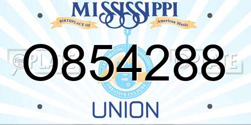 O854288 Mississippi License Plate