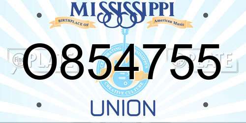 O854755 Mississippi License Plate